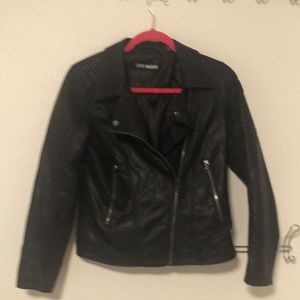 Women’s size S black faux/vegan leather jacket